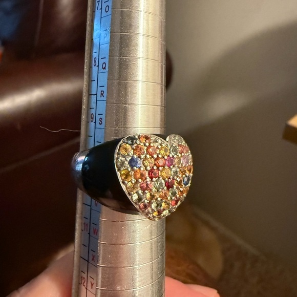 SKJ sterling silver Multicolor Crystal Heart Ring Size 10 - Picture 6 of 7